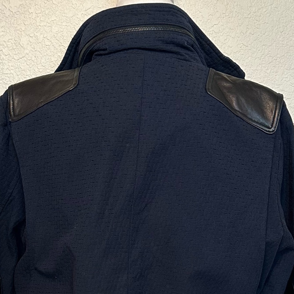 Rag & Bone Leather Trimmed Navy Utility Jacket - Picture 7 of 11